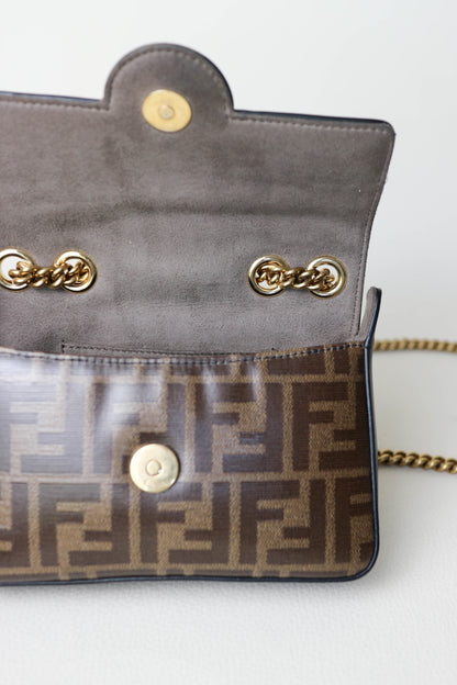Fendi FF Zucca Mini Crossbody Bag Brown
