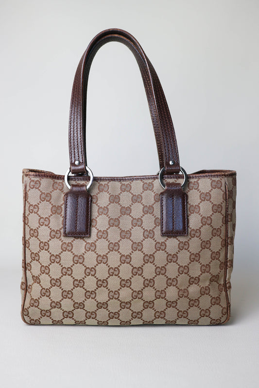 Gucci Vintage Canvas Tote Bag Brown