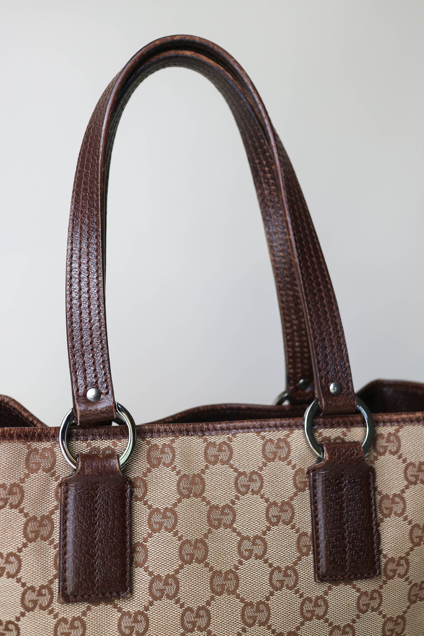 Gucci Vintage Canvas Tote Bag Brown