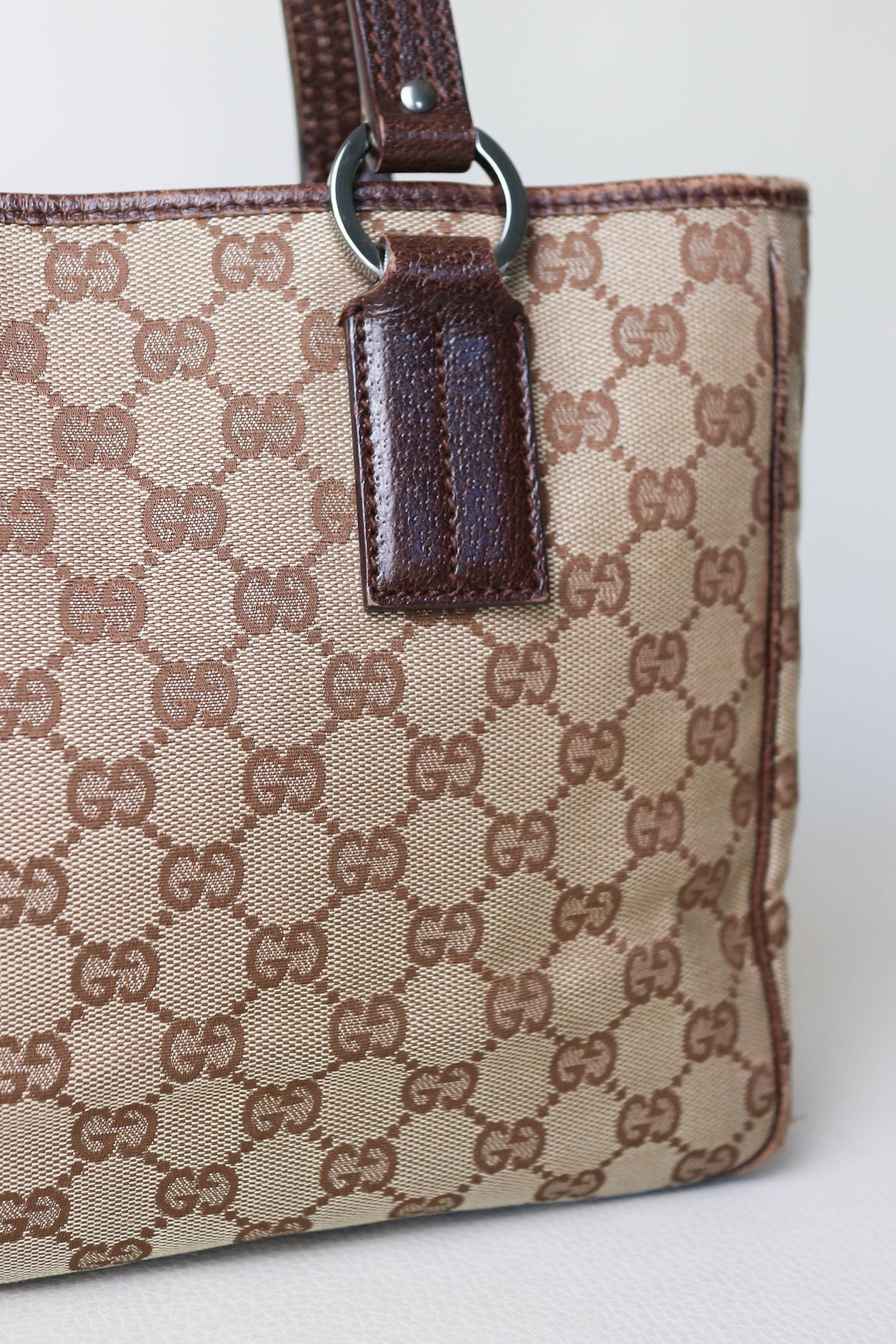 Gucci Vintage Canvas Tote Bag Brown