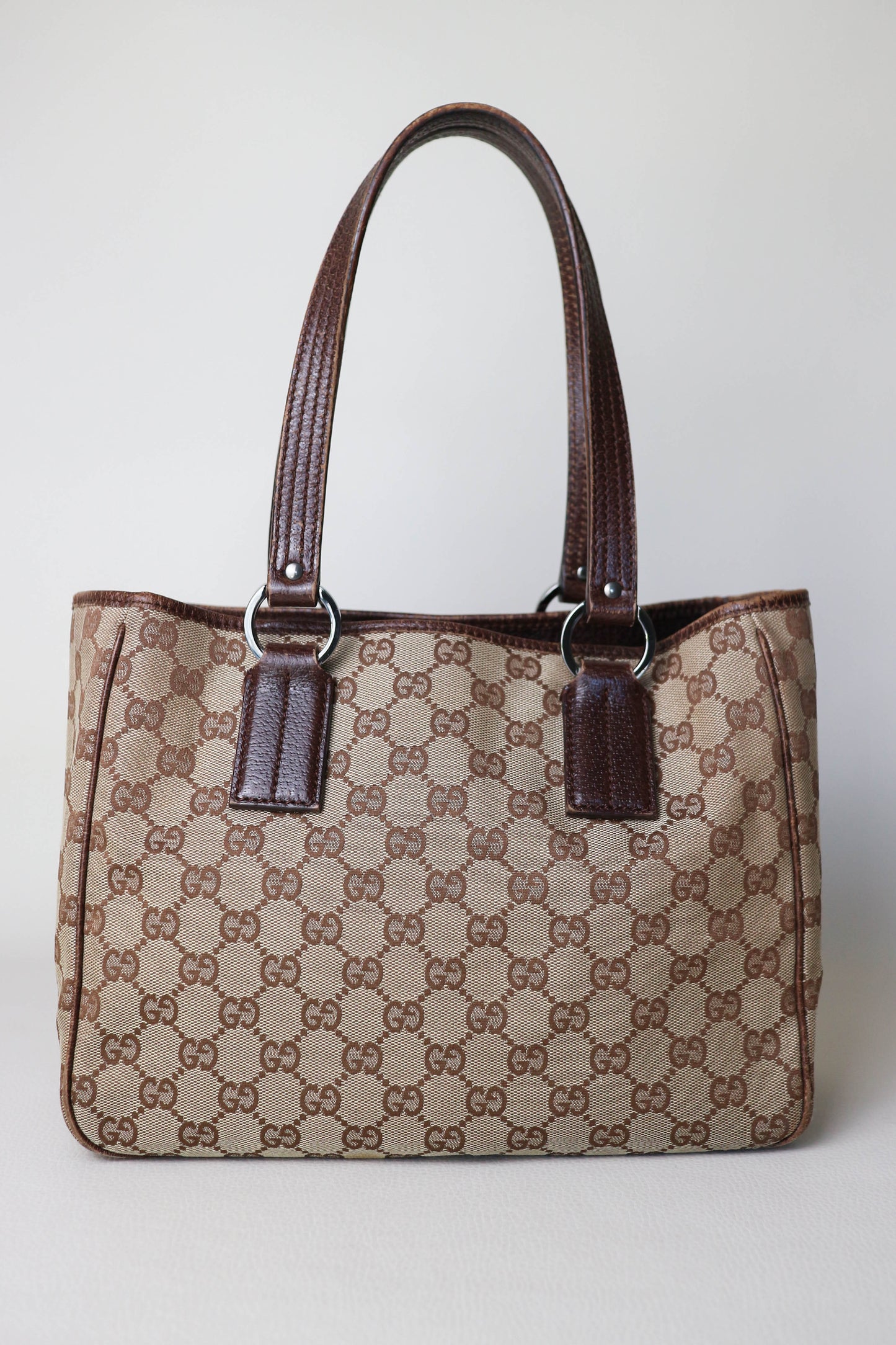 Gucci Vintage Canvas Tote Bag Brown