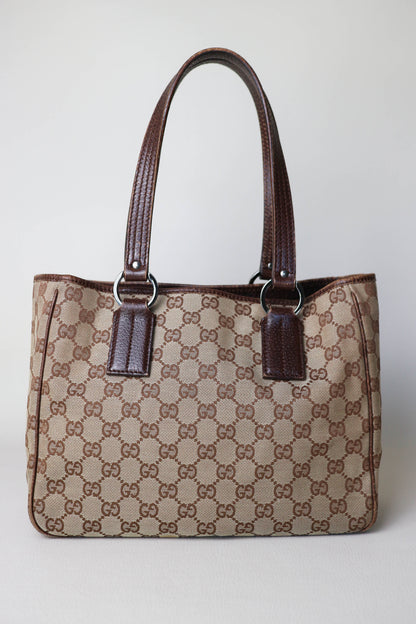 Gucci Vintage Canvas Tote Bag Brown