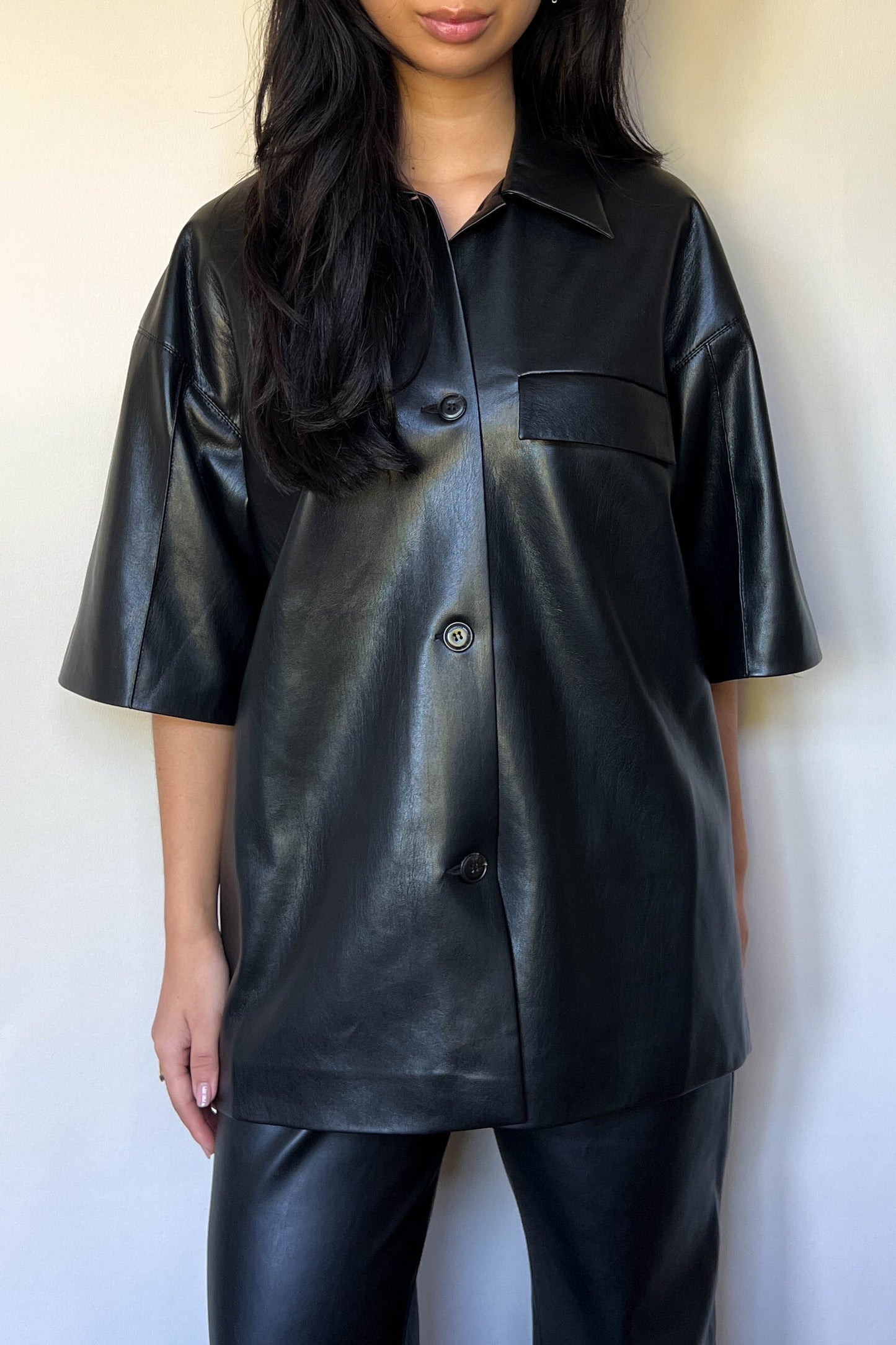 Nanushka Vegan Leather Blouse Black