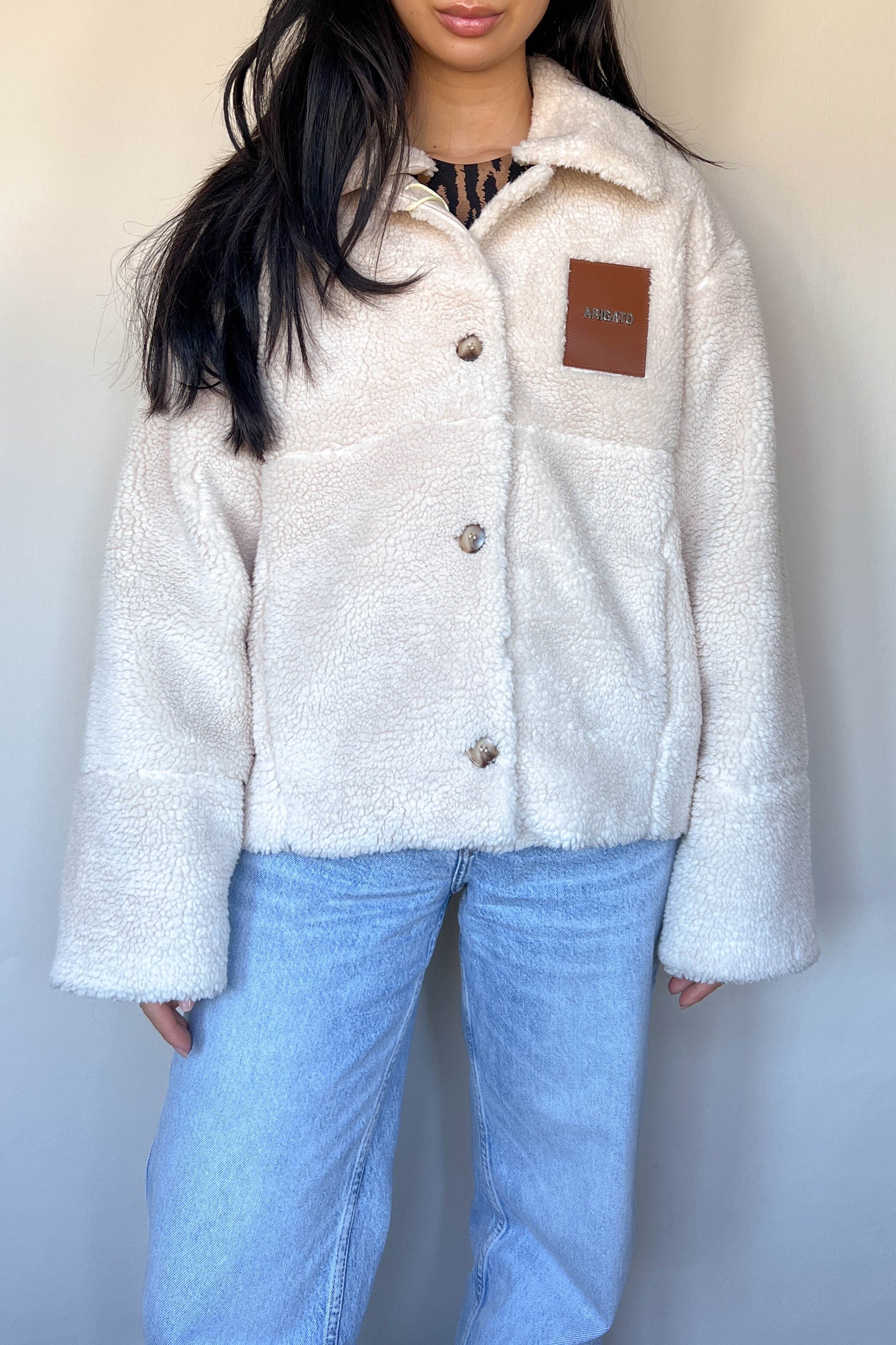 Axel Arigato Button Teddy Jacket Cream