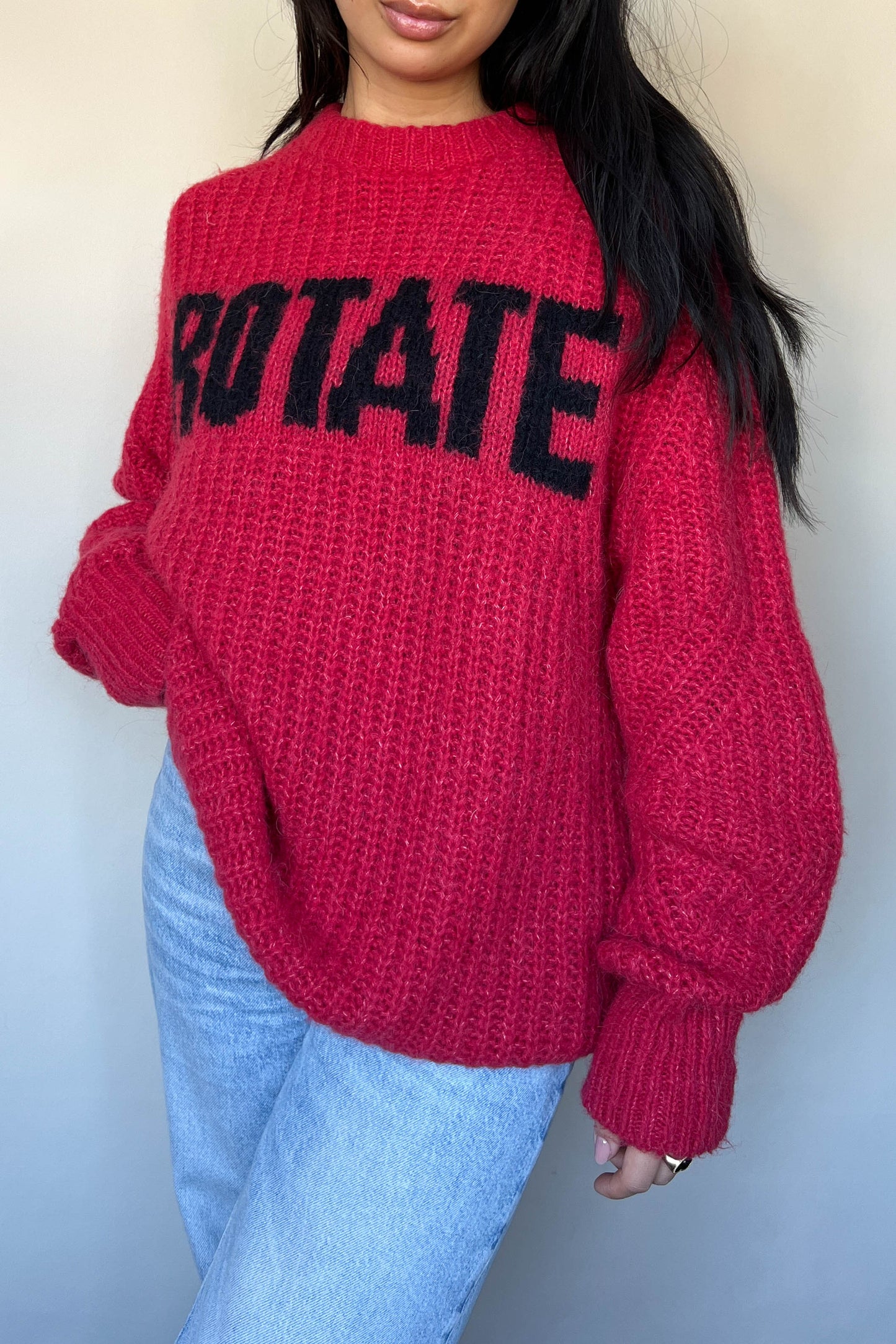 ROTATE Oversized Logo Knit Jumper Red