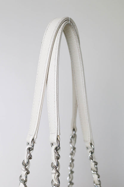 CHANEL Deauville Leather Tote Bag White