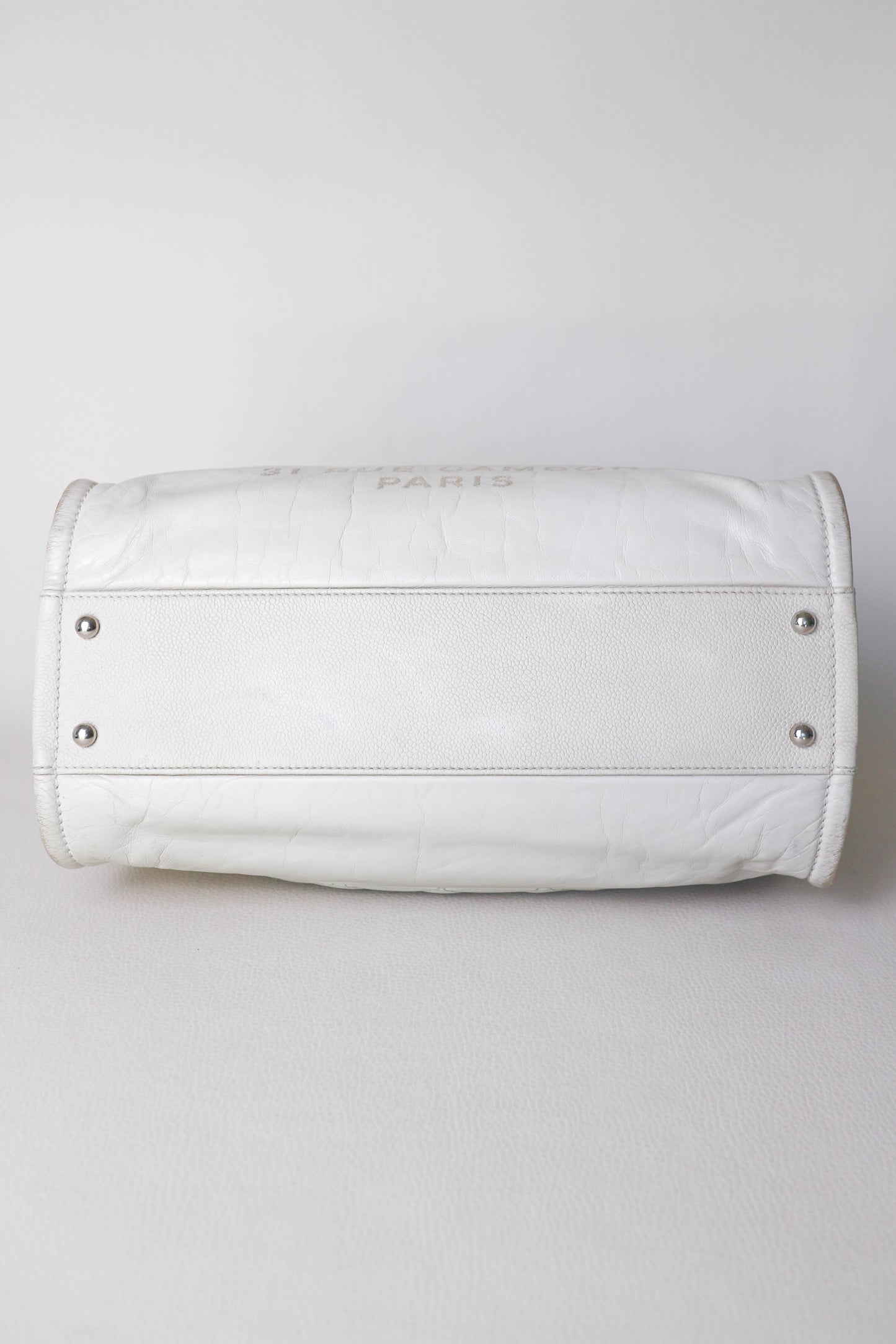 CHANEL Deauville Leather Tote Bag White