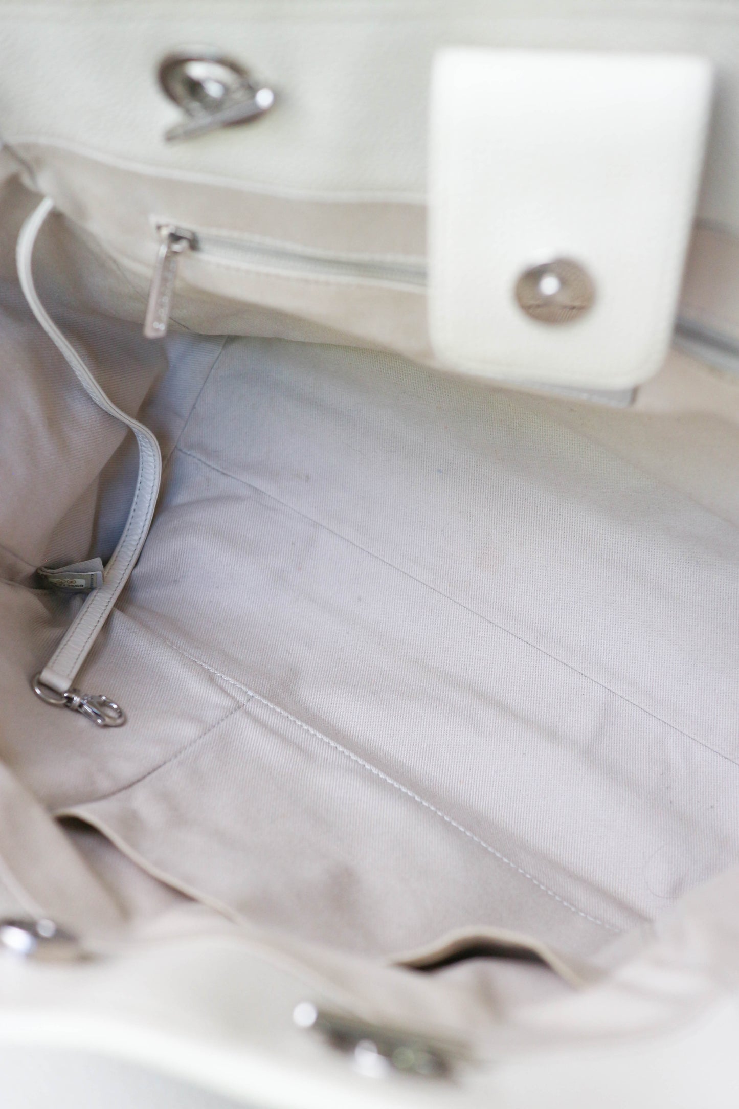 CHANEL Deauville Leather Tote Bag White