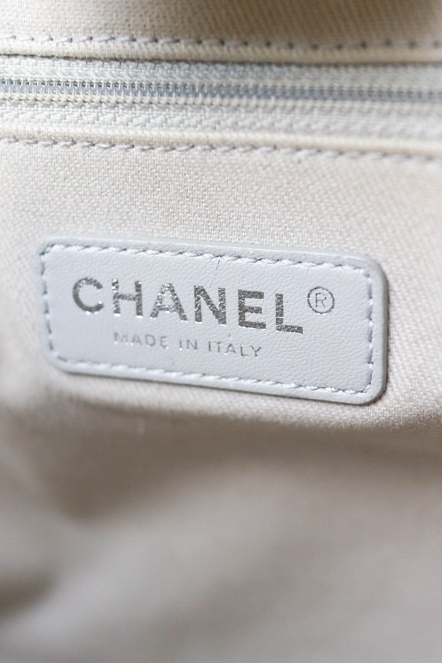 CHANEL Deauville Leather Tote Bag White