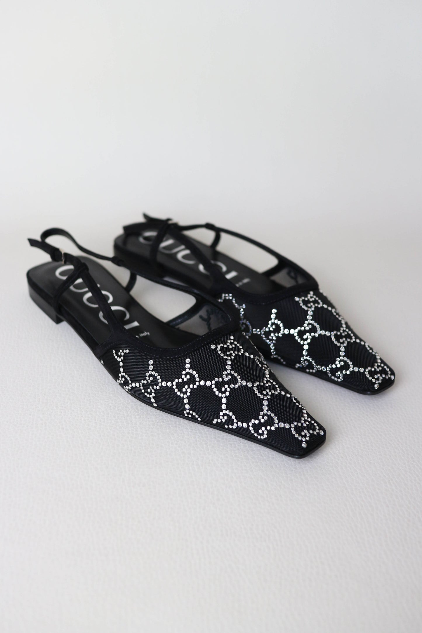Gucci GG Crystal Mesh Slingback Sandals