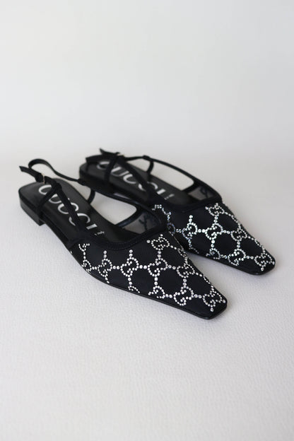Gucci GG Crystal Mesh Slingback Sandals