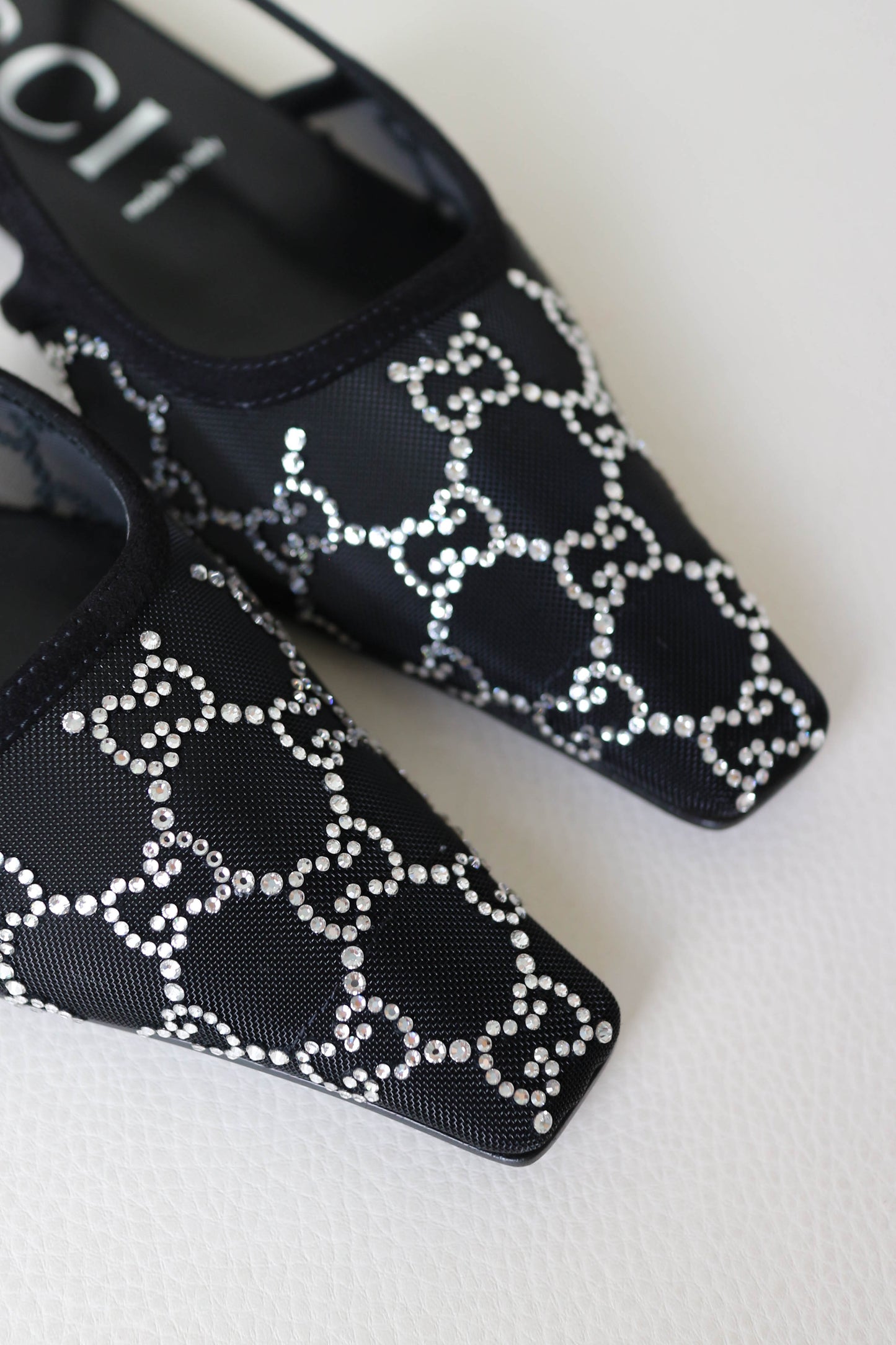 Gucci GG Crystal Mesh Slingback Sandals