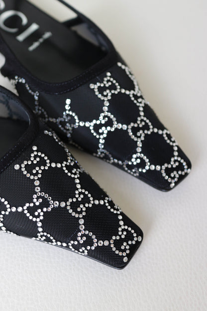 Gucci GG Crystal Mesh Slingback Sandals