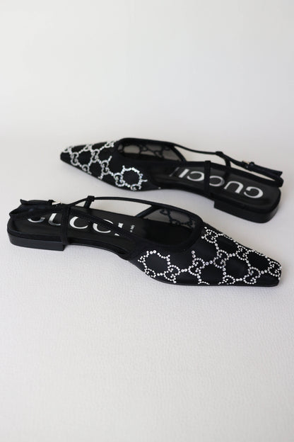 Gucci GG Crystal Mesh Slingback Sandals