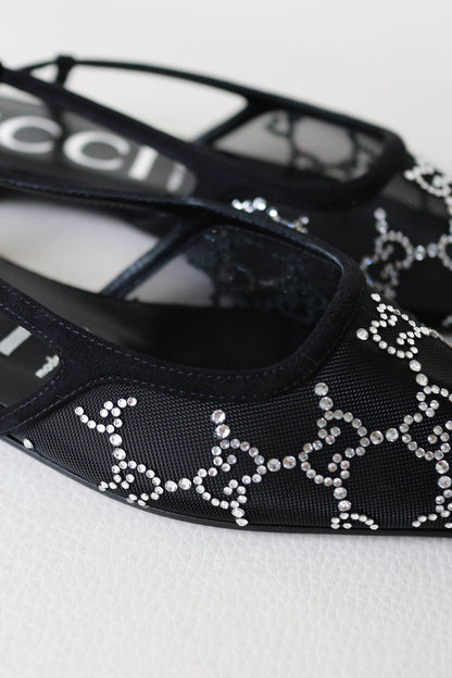 Gucci GG Crystal Mesh Slingback Sandals