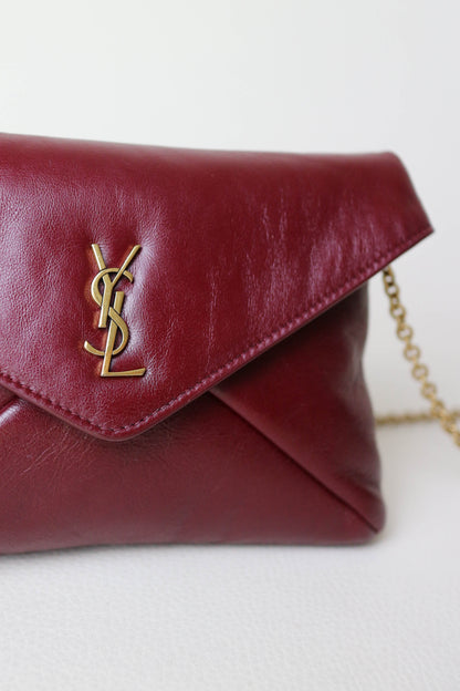 Saint Laurent Cassandre Mini Clutch Bag Burgundy