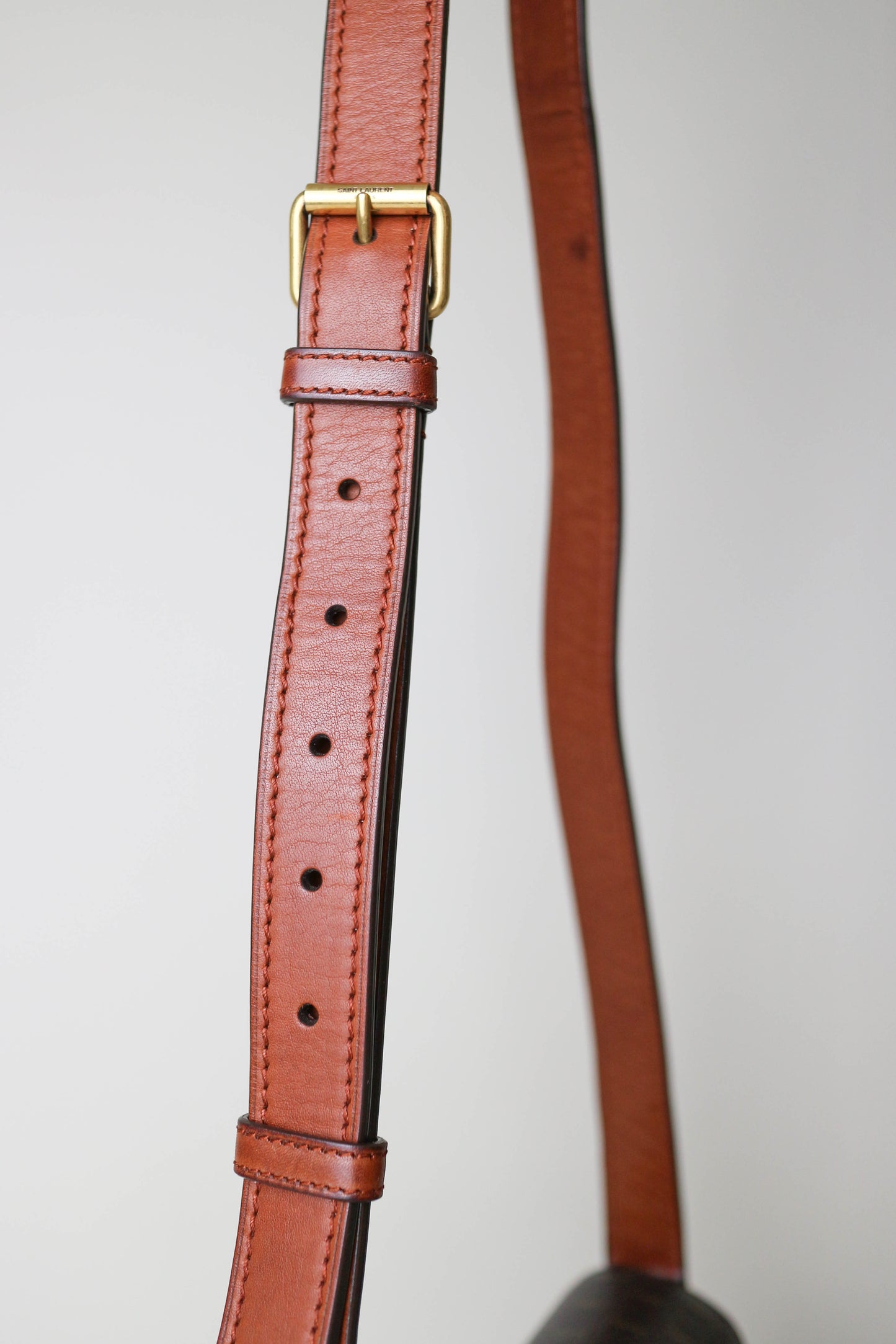 Saint Laurent Monogram Satchel Crossbody Bag Brown