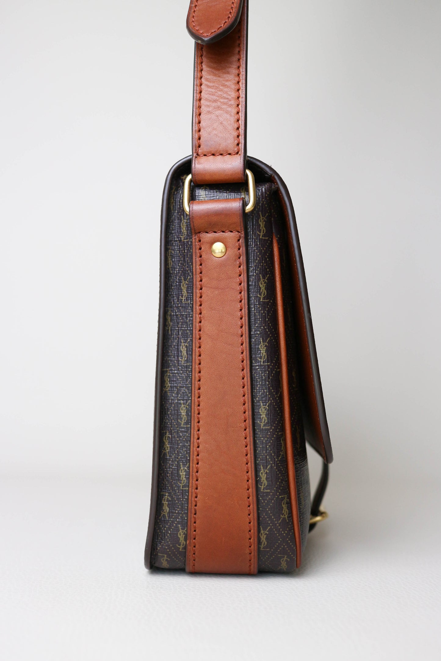 Saint Laurent Monogram Satchel Crossbody Bag Brown