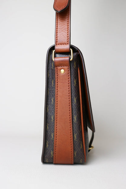 Saint Laurent Monogram Satchel Crossbody Bag Brown