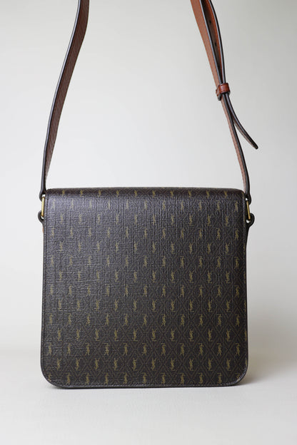 Saint Laurent Monogram Satchel Crossbody Bag Brown