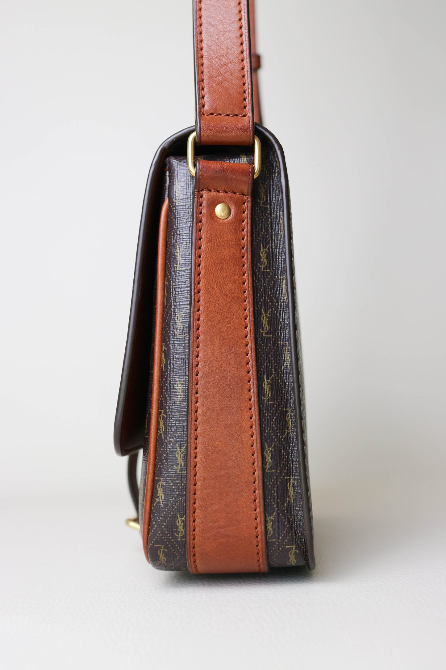 Saint Laurent Monogram Satchel Crossbody Bag Brown