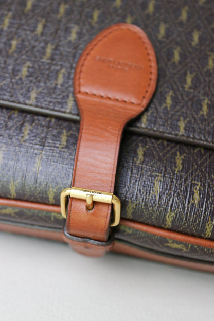 Saint Laurent Monogram Satchel Crossbody Bag Brown