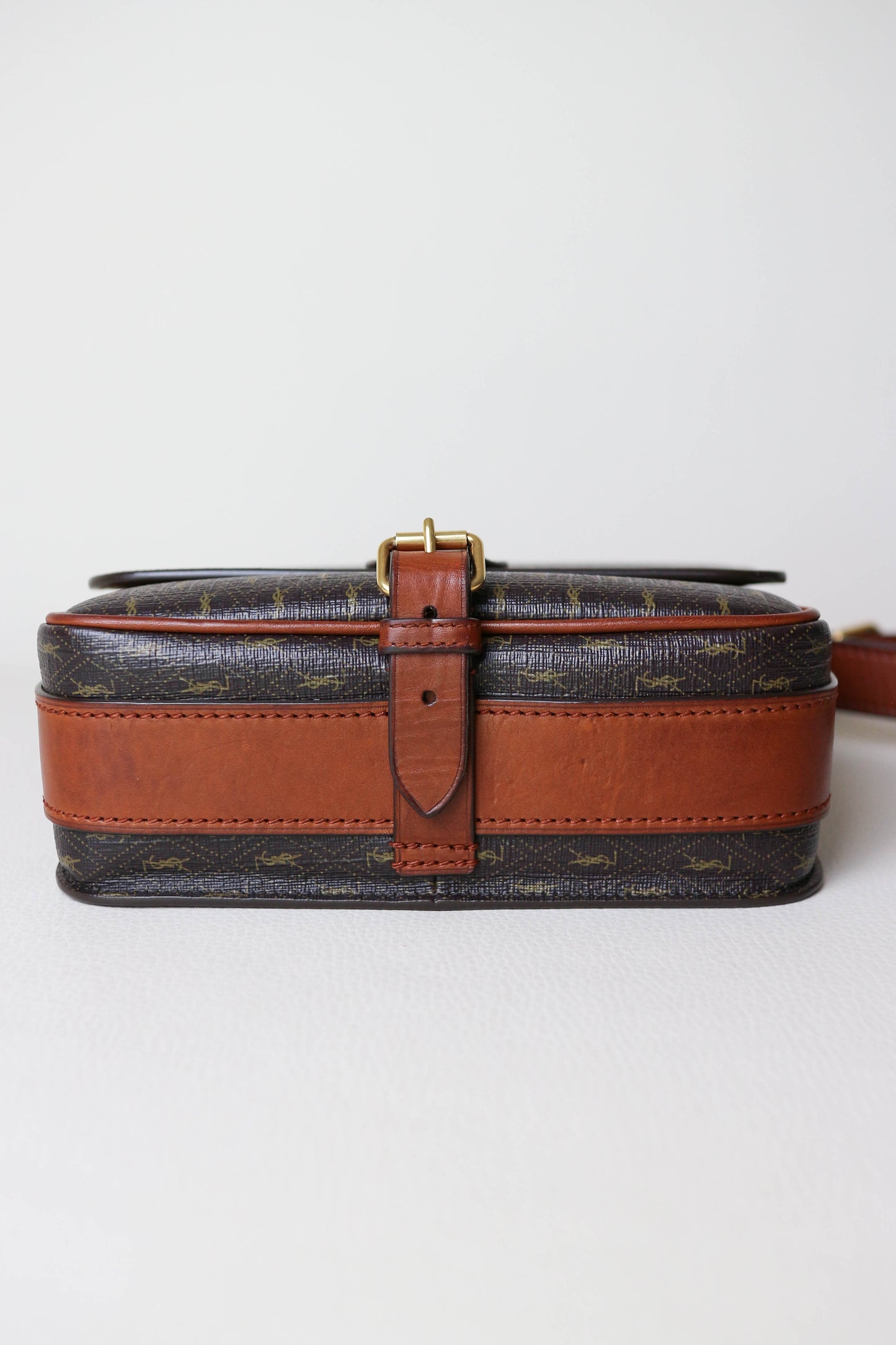 Saint Laurent Monogram Satchel Crossbody Bag Brown
