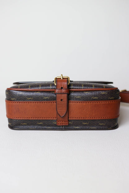 Saint Laurent Monogram Satchel Crossbody Bag Brown