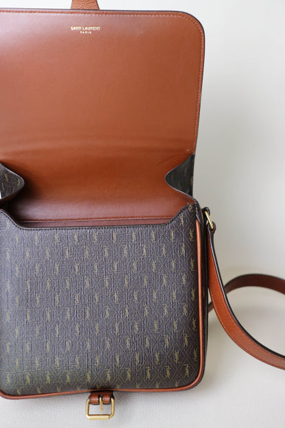 Saint Laurent Monogram Satchel Crossbody Bag Brown