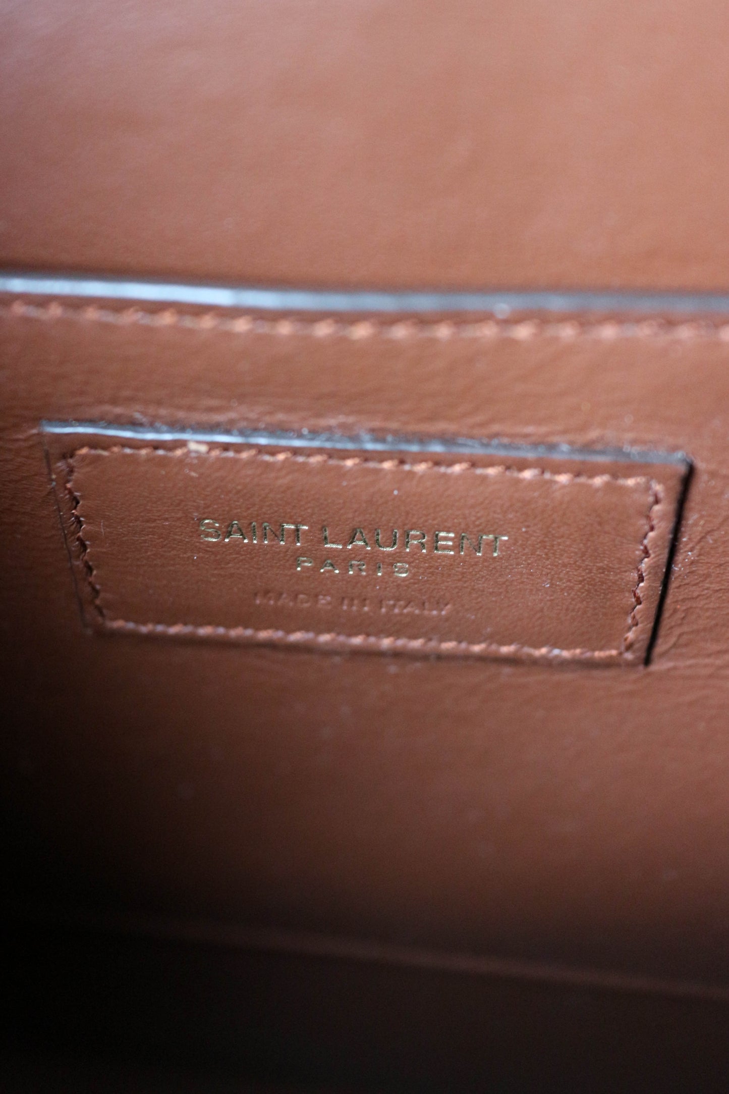 Saint Laurent Monogram Satchel Crossbody Bag Brown