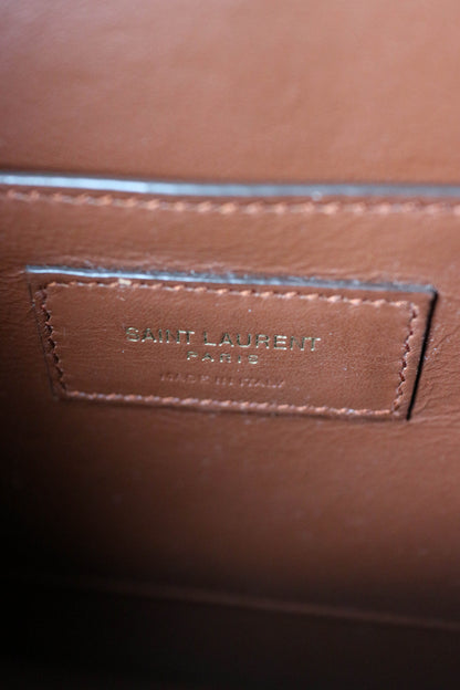 Saint Laurent Monogram Satchel Crossbody Bag Brown
