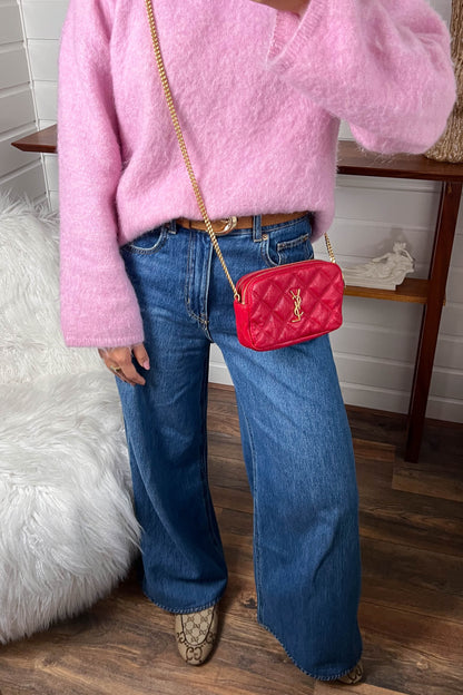 Saint Laurent Logo Mini Crossbody Bag Red