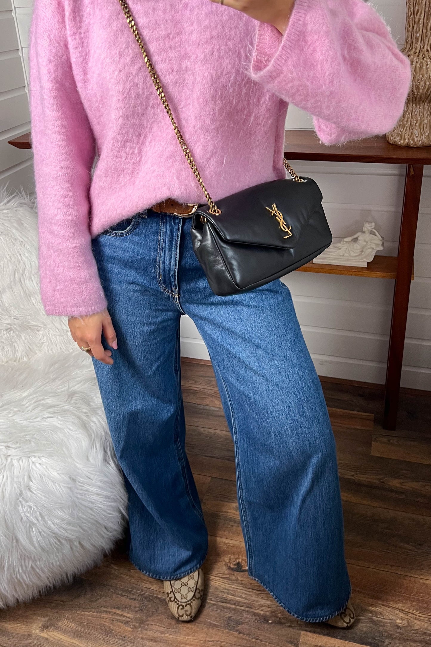 Saint Laurent Logo Calypso Shoulder Bag
