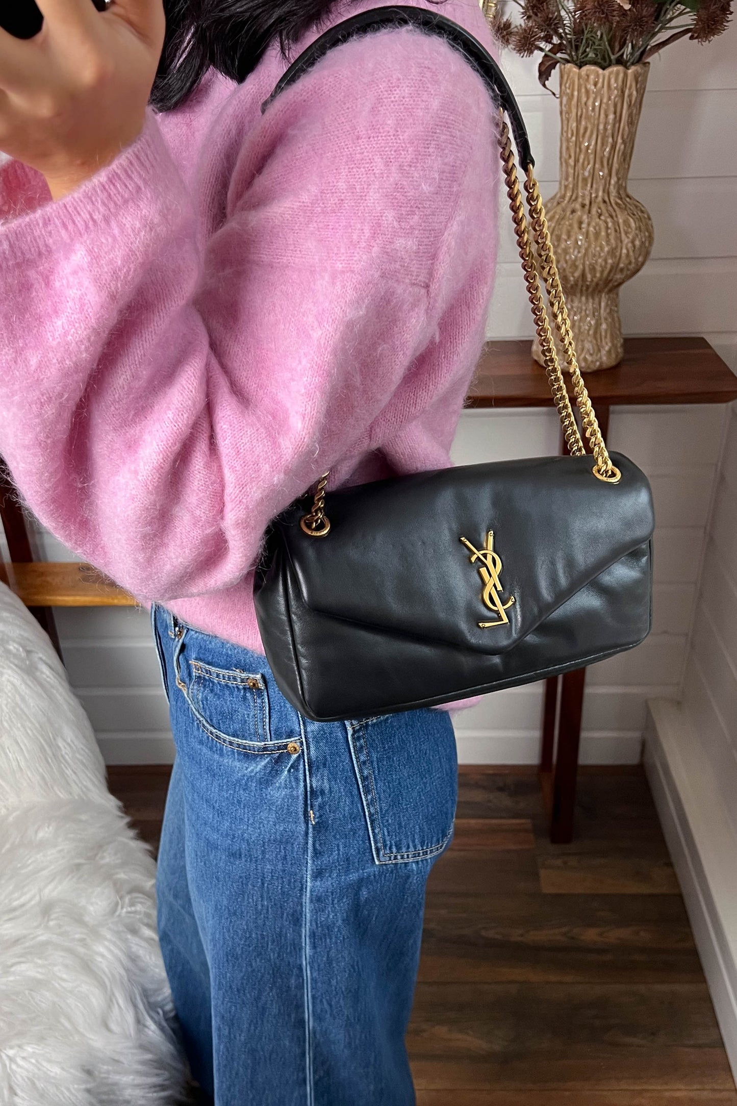 Saint Laurent Logo Calypso Shoulder Bag