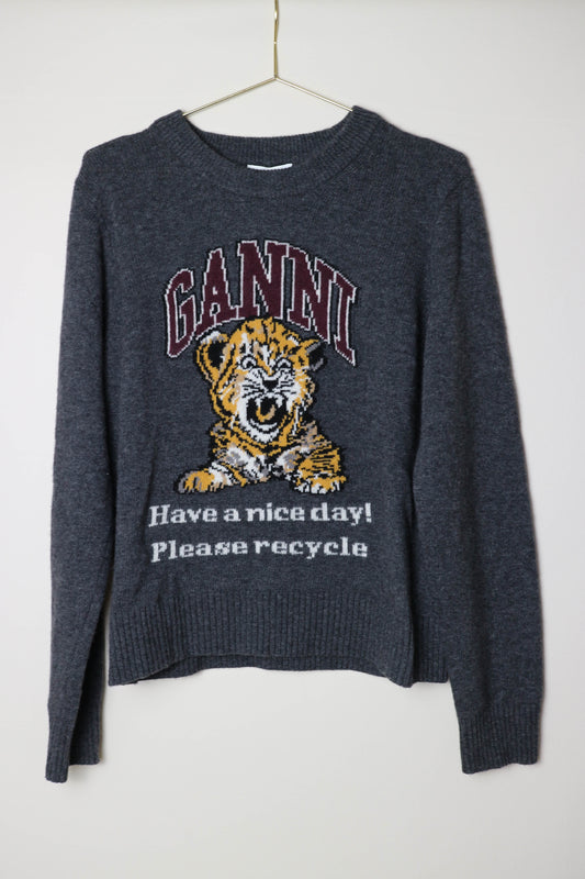 GANNI Knit Logo Tiger Jumper