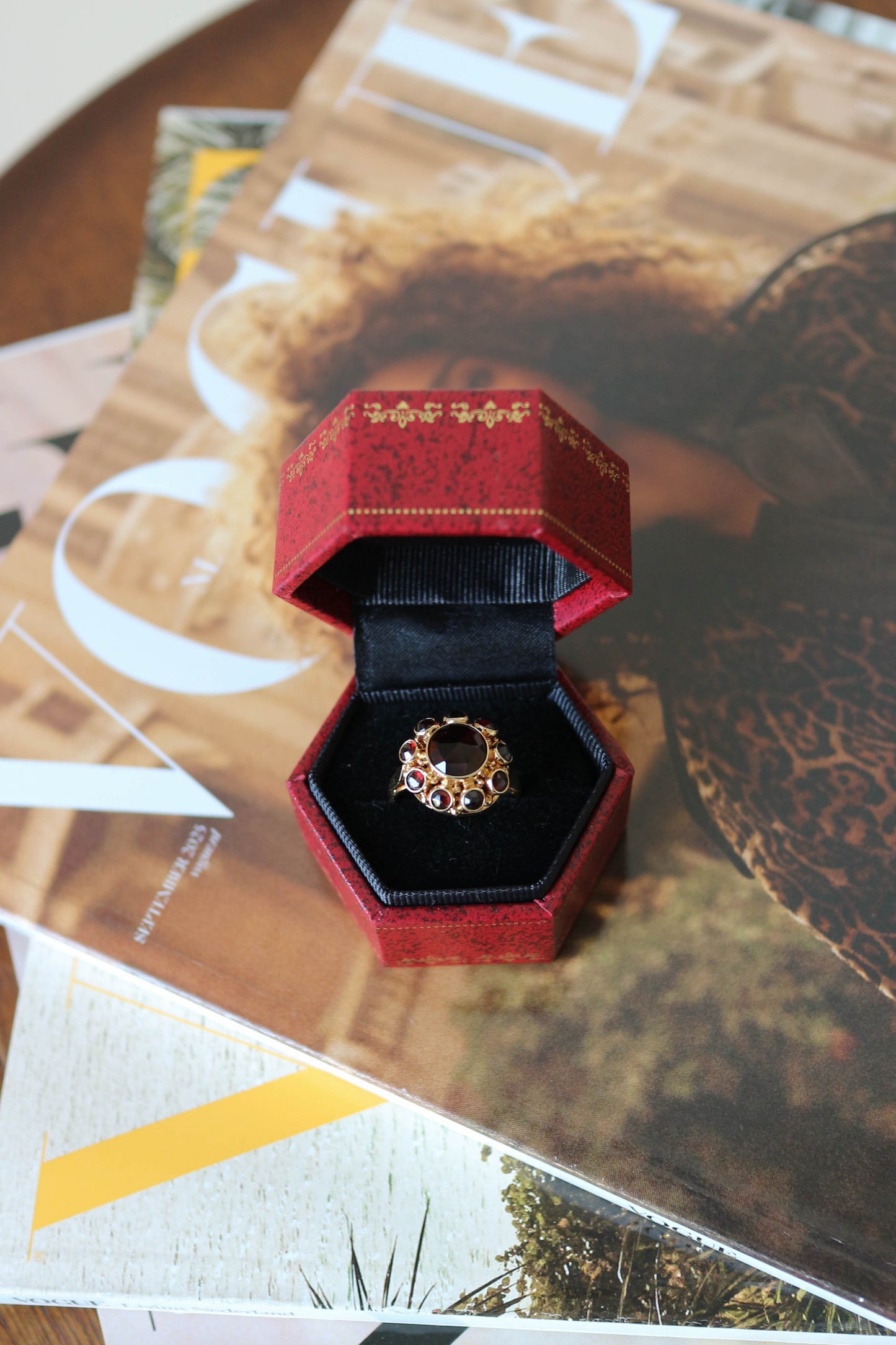 Vintage Round Garnet Ring