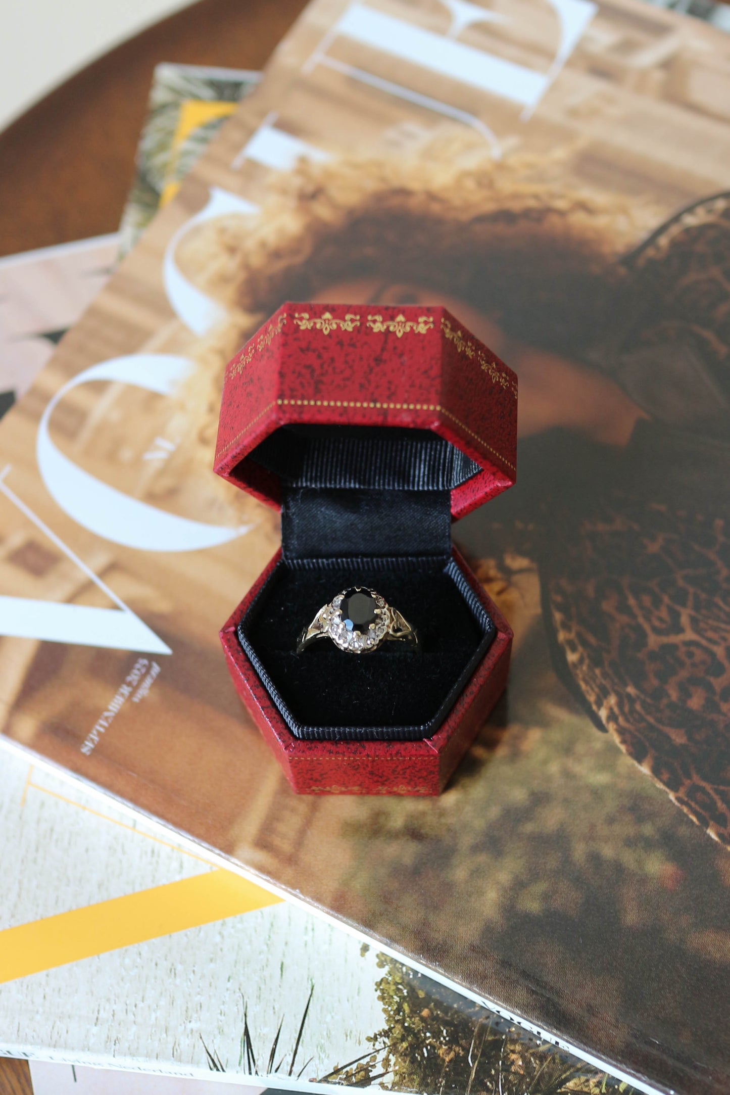 Vintage Sapphire and Diamond Cluster Ring
