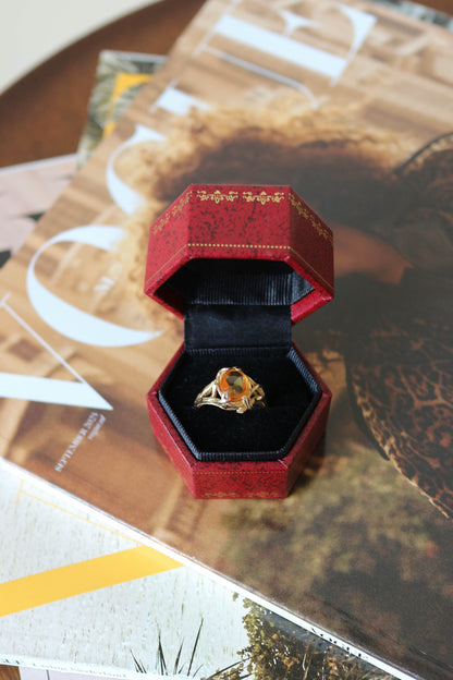 Vintage Citrine Oval Twig Ring