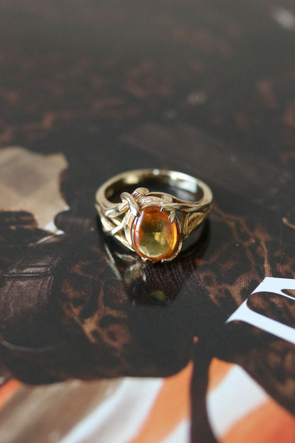 Vintage Citrine Oval Twig Ring