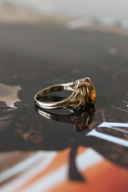 Vintage Citrine Oval Twig Ring
