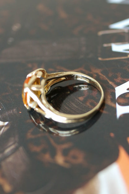 Vintage Citrine Oval Twig Ring