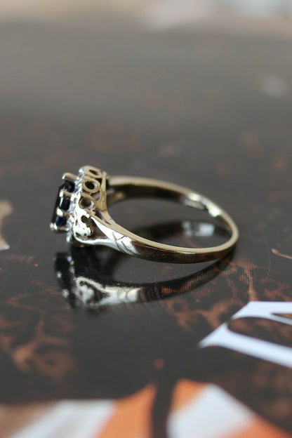 Vintage Sapphire and Diamond Cluster Ring