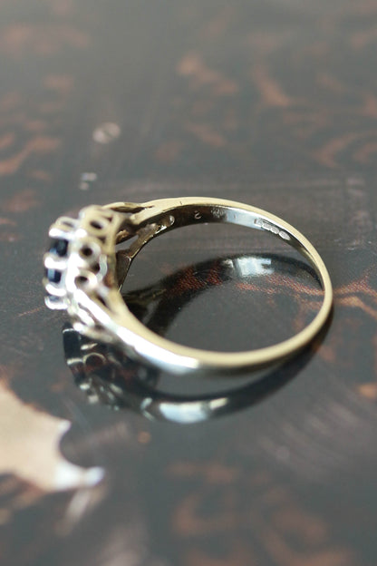 Vintage Sapphire and Diamond Cluster Ring