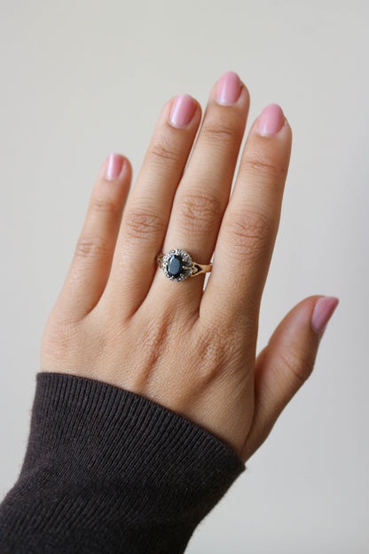 Vintage Sapphire and Diamond Cluster Ring