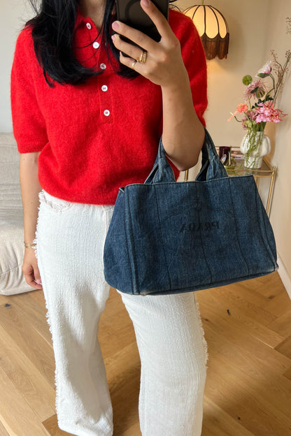 Prada Vintage Canapa Denim Tote Bag