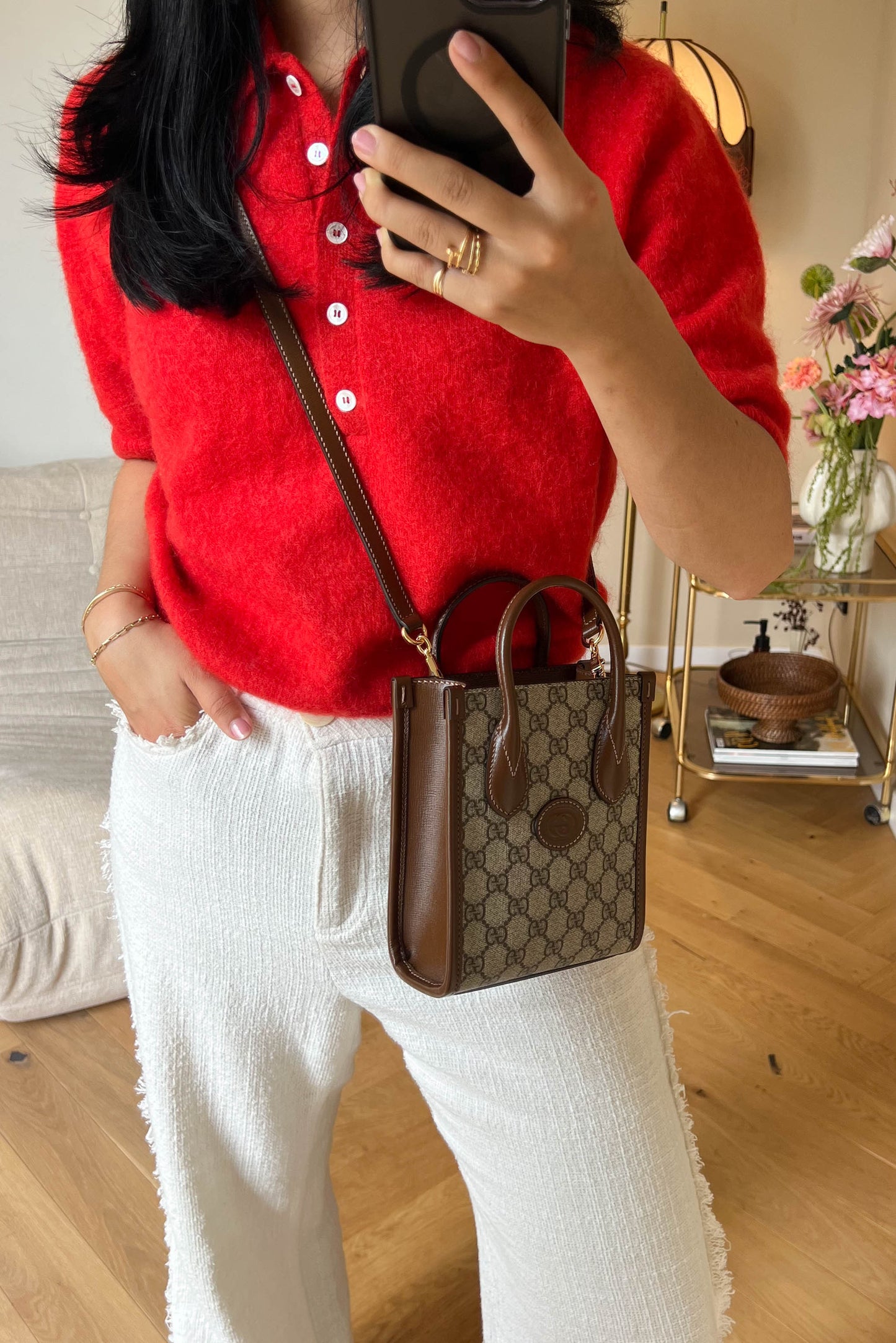Gucci Monogram Canvas Top Handle Mini Bag