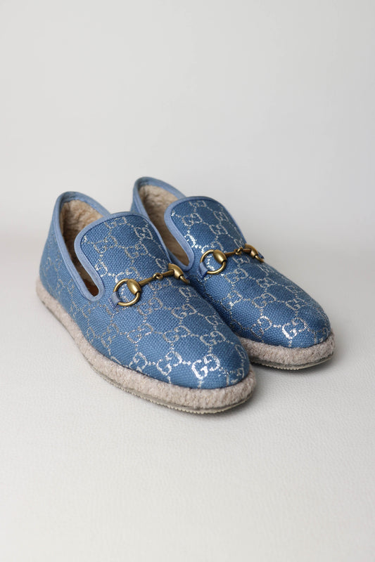 Gucci GG Horsebit Shearling Loafers Blue