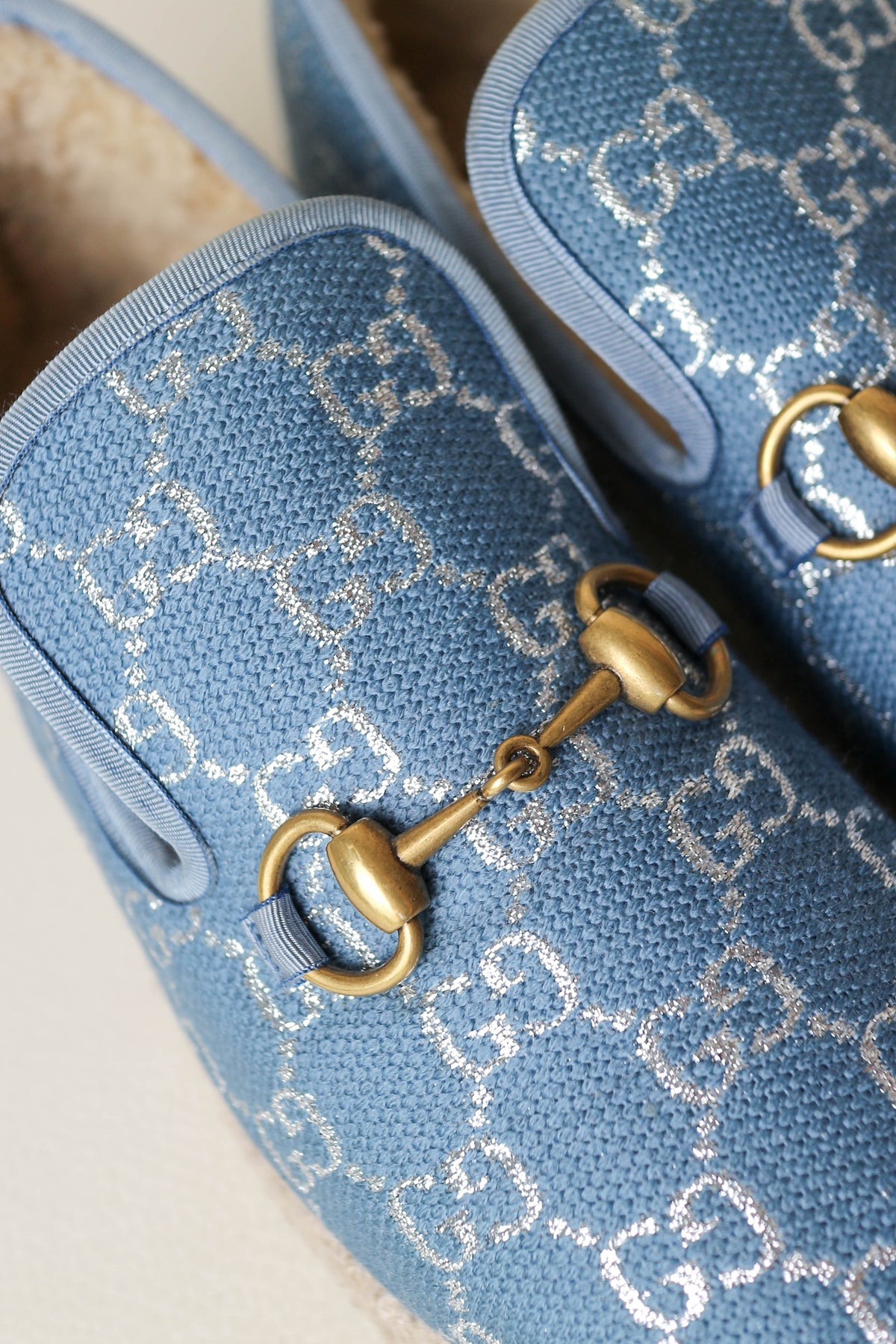 Gucci GG Horsebit Shearling Loafers Blue