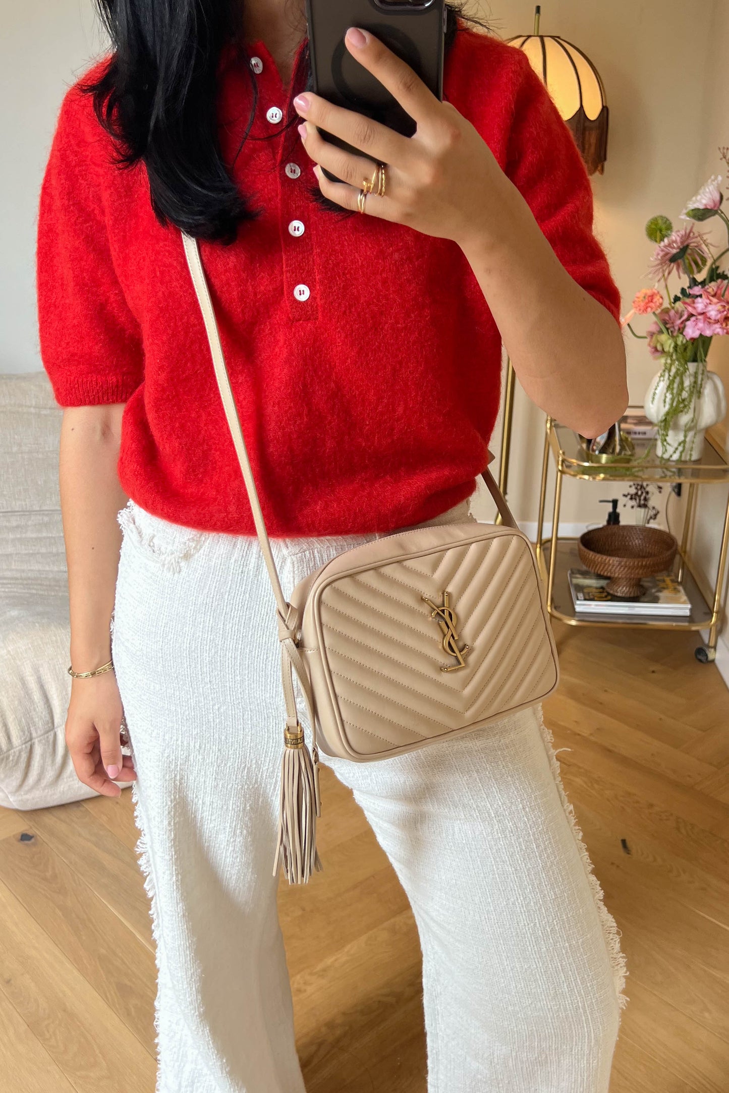 Saint Laurent Loulou Camera Bag Beige