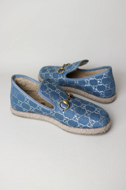 Gucci GG Horsebit Shearling Loafers Blue